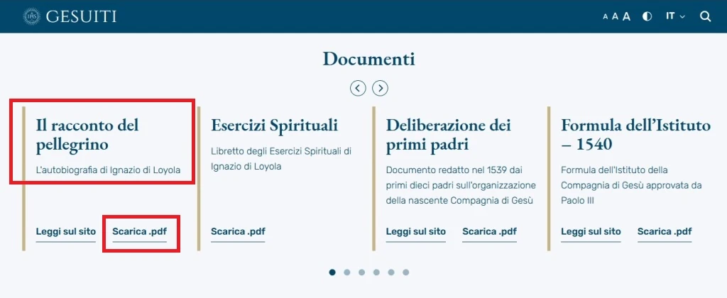 Il racconto del Pellegrino di Sant'Ignazio di Loyola